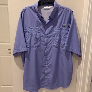 Columbia PFG Omni-Shade Tamiami Men's Purple Short Sleeve Shirt size Large